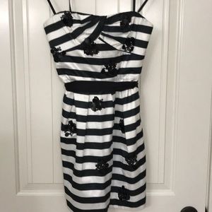 BCBG black and white stripe sequin details. Size 6